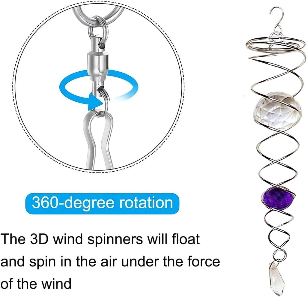 Decorative Spiral - 2024 New Gazing Ball Spiral Tail Wind Spinner Stabilizer, Spinfinity Designs Hanging Kinetic Wind Spinners Decorative Spiral Crystal Sun Catchers Rainbow Maker (Purple, 12in)