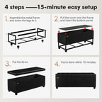 ABHENG Synthetic leather Storage ottoman bench with legs,43.5”W x 15.7”D x 15.7”H,metal frame end of bed bench hold up to 770 LB,Large Storage Chest hold up to 770 LB,Black UASND622B