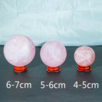 6-7CM/2.36-2.76inch Natural Crystal Ball Rose Quartz Sphere Polished Divination Ball Decorative Sphere Healing Crystals Ball Stone Crafts Home Decor Ornament Gifts(Pink Crystal, 60-70mm)