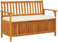 Gecheer Storage Bench Rustic Solid Acacia Wood 120x63x84 cm for Garden Outdoor Patio