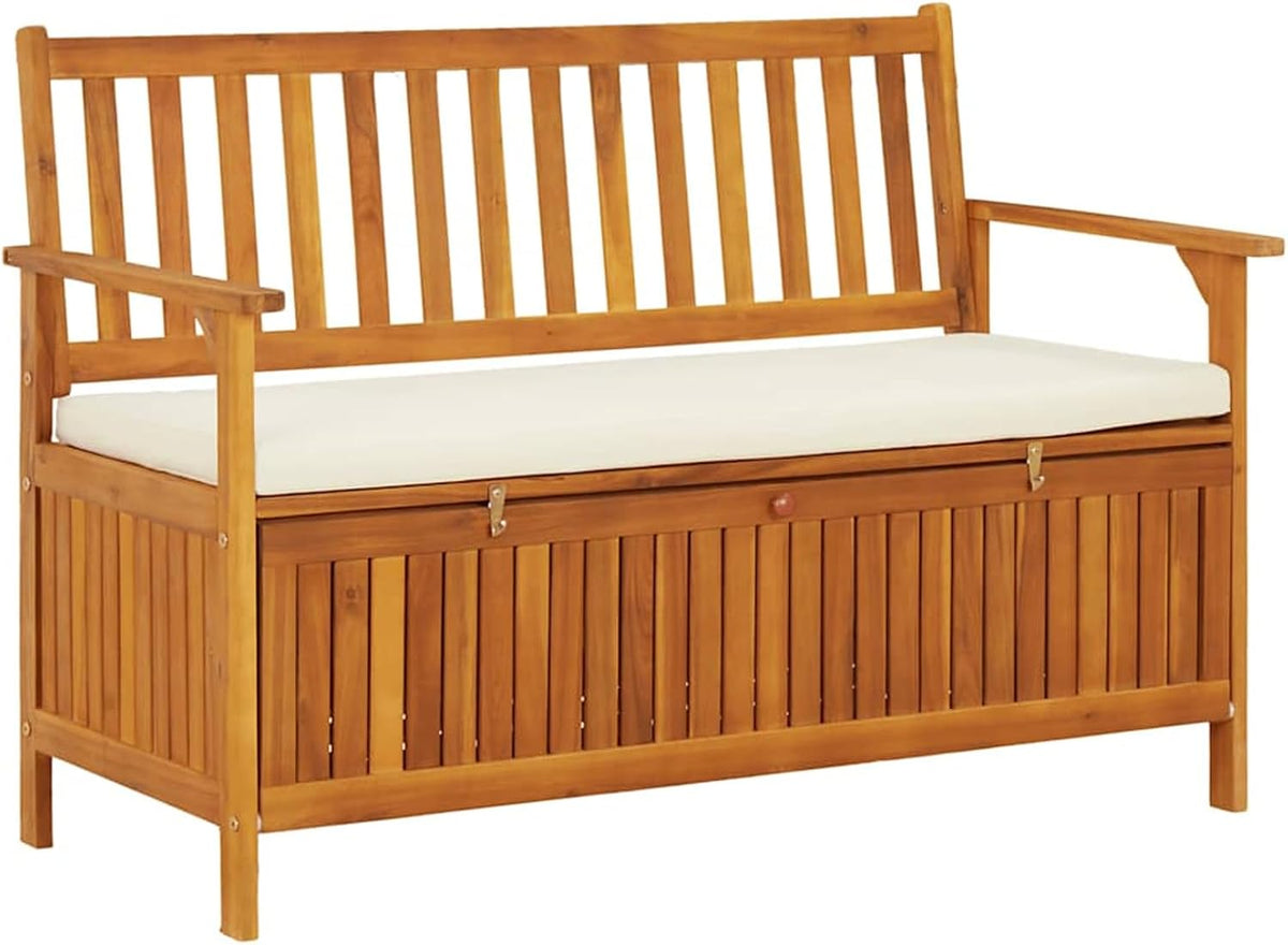 Gecheer Storage Bench Rustic Solid Acacia Wood 120x63x84 cm for Garden Outdoor Patio