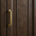 Furnifact Brown Glass Door Pantry Cabinet, Durable Construction, Anti-Tip, Secure Storage, Sleek Design, Kitchen Organization, Spacious, Easy Access