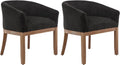 Mid Century Modern Dining Chairs Set of 2, Upholstered Linen Fabric Dining Room Chairs with Arms and Solid Wood Legs, Comfy Barrel Accent Chairs for Dining Room, Living Room, or Cafe, Charcoal Gray