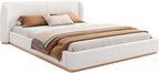 King Size Boucle Bed Frame, Soft Cloud Bed Frame with Upholstered Wingback Headboard and Solid Wooden Legs, Contemporary Aesthetic Platform Bed, No Box Spring Needed (White, King 1)