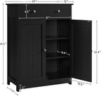 Yaheetech Bathroom Storage Cabinet with 1 Drawer and 2 Doors, Bathroom Floor Cabinet with Adjustable Shelf, Wooden Storage Units for Living Room, Entryway, Small Space, Black