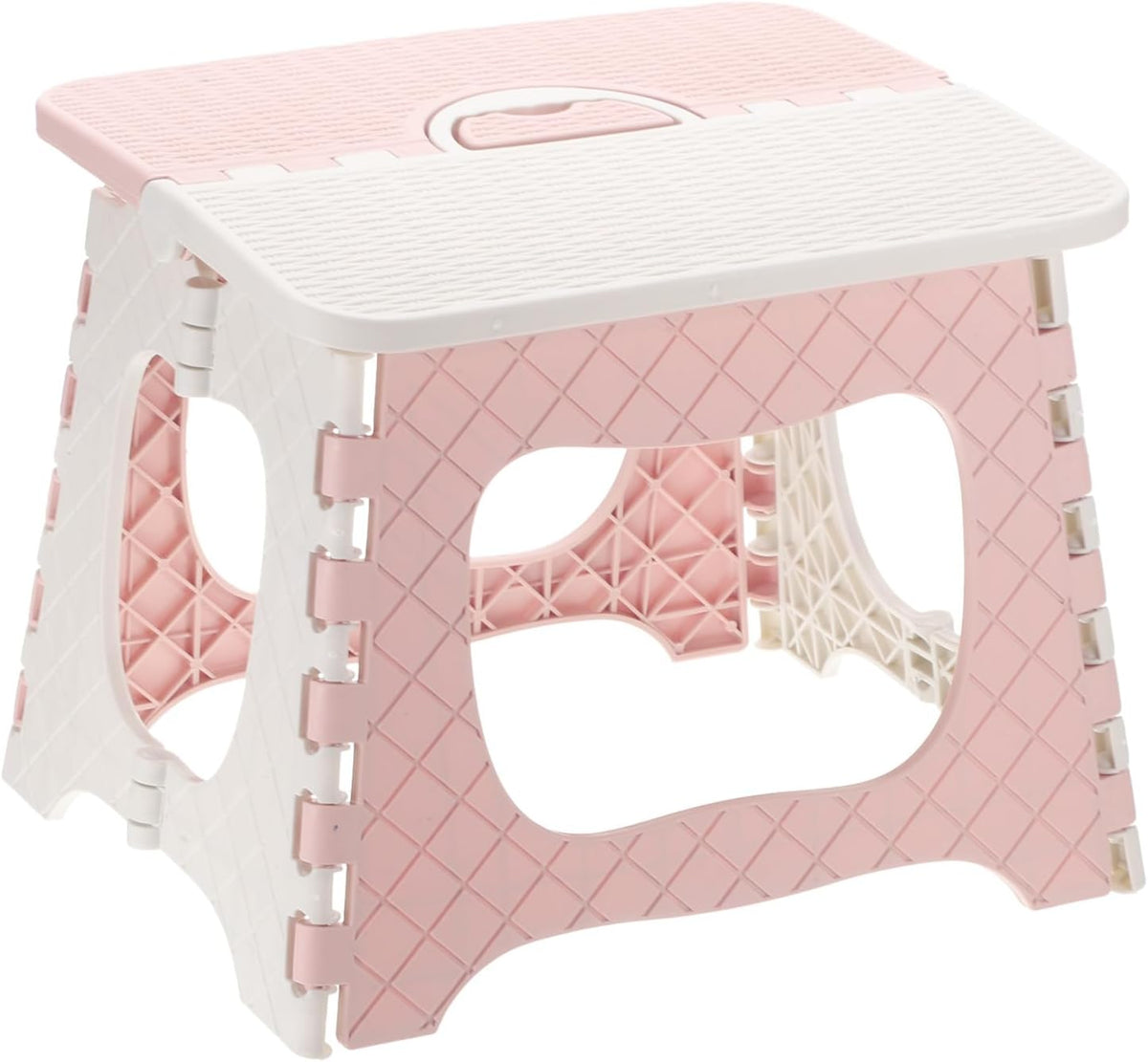 uxcell 9" Folding Step Stool for Adults 275 lbs Capacity Non-Slip Step Stool with Handle Collapsible Foot Stools, Pink Small Stepping Stool for Bathroom, Bedroom, Kitchen