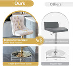 31.5'' Glass Round Bar Table with Stools Set for 2, Modern High Top Pub Table & 2 Adjustable Metal Bar Stool Velvet Swivel Counter Height Bars Chairs (Gold Metal Legs, Clear Top + Beige Chair)