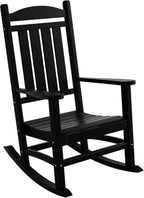WO Home Furniture Patio Rocking Chair Farmhouse Outdoor HDPE UV Weather Resistant (Black)