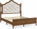 Queen Size Bed Frame with 51" Tall Wingback Headboard, Fabric Upholstered Wooden Platform Bed Frame, No Box Spring Needed, Solid Wood Legs