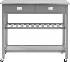 Crosley Furniture Chloe Rolling Kitchen Island | Storage Cart, Microwave Stand, Wine Rack, Gray