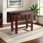 Furnifact Walnut Folding Dining Table – Compact Drop Leaf Table – Space-Saving Rectangular Kitchen and Dining Room Table for Small Homes, RVs, and Apartments