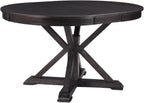 42"-54" Extendable Dining Table for 4-6 People Farmhouse Round/Oval Dining Room Table Solid Wood Kitchen Table with Cross Base (Dark Brown)