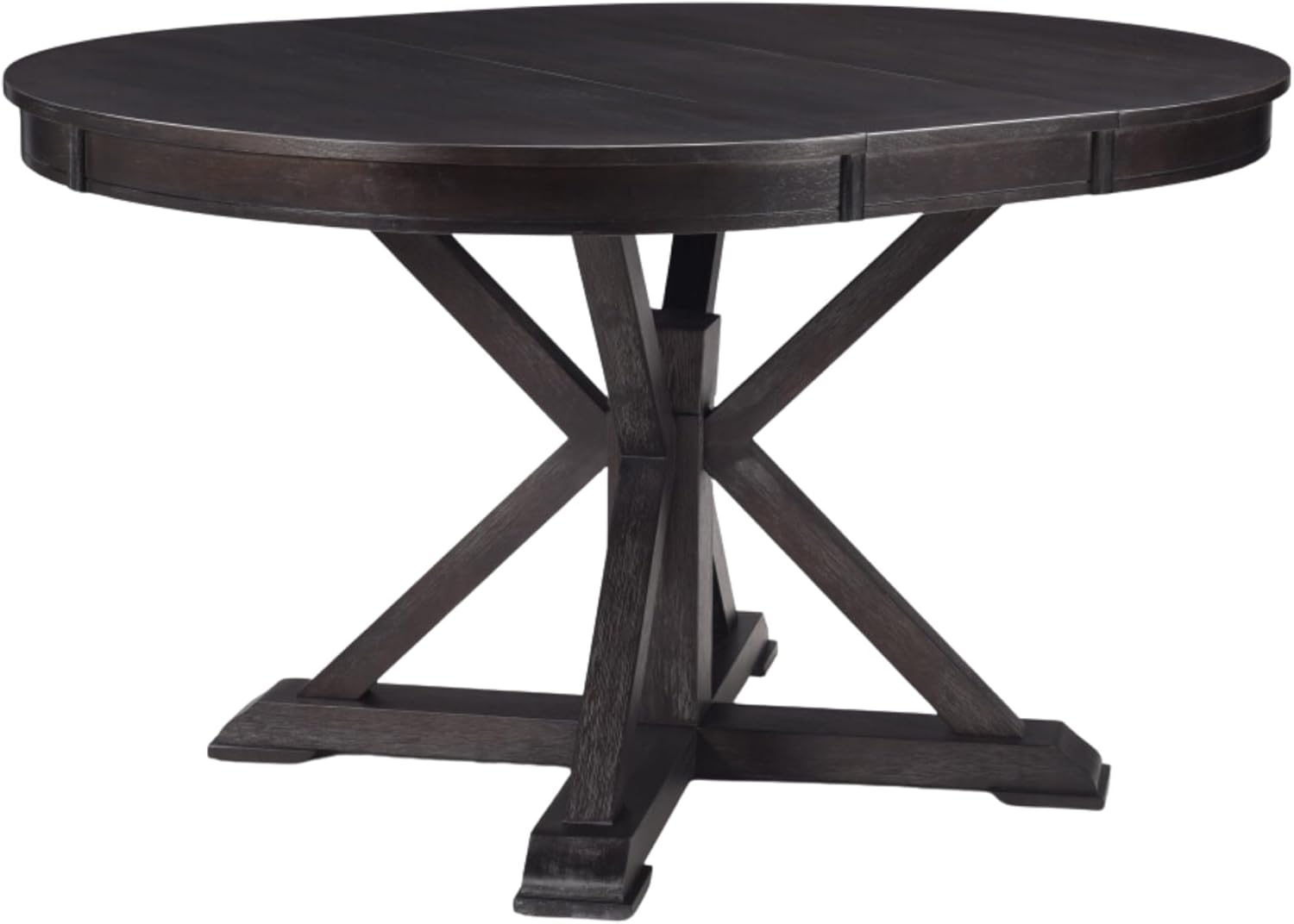 42"-54" Extendable Dining Table for 4-6 People Farmhouse Round/Oval Dining Room Table Solid Wood Kitchen Table with Cross Base (Dark Brown)