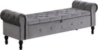 Storage Bench 67" Velvet End of Bed Benches Dark Grey | King Size Storage Bench for Bedroom with Rolled Arms Tufted Ottoman Benches Upholstered Bench for Living Room Entryway