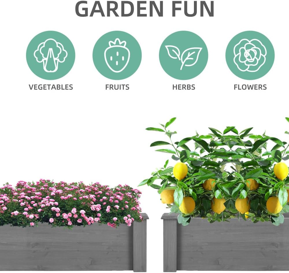 Durable Outdoor Storage Cabinet with Weather-Resistant Metal Top and Wooden Frame for Patio, Yard, Garage or Garden Use (96" Raised Garden Bed)