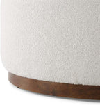 Brown Round Boucle Upholstered Ottoman, 38-Inch Diameter, Cushioned Top, Durable Fabric, Stylish Outdoor Furniture, Ideal for Patio Lounge
