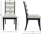 Dining Chairs Set of 2 Farmhouse Kitchen Chairs with Upholstered Cushion Back and Seat Ladder Back Side Chairs for Dining Room Living Room Restaurant(Black Frame, Chenille Beige)