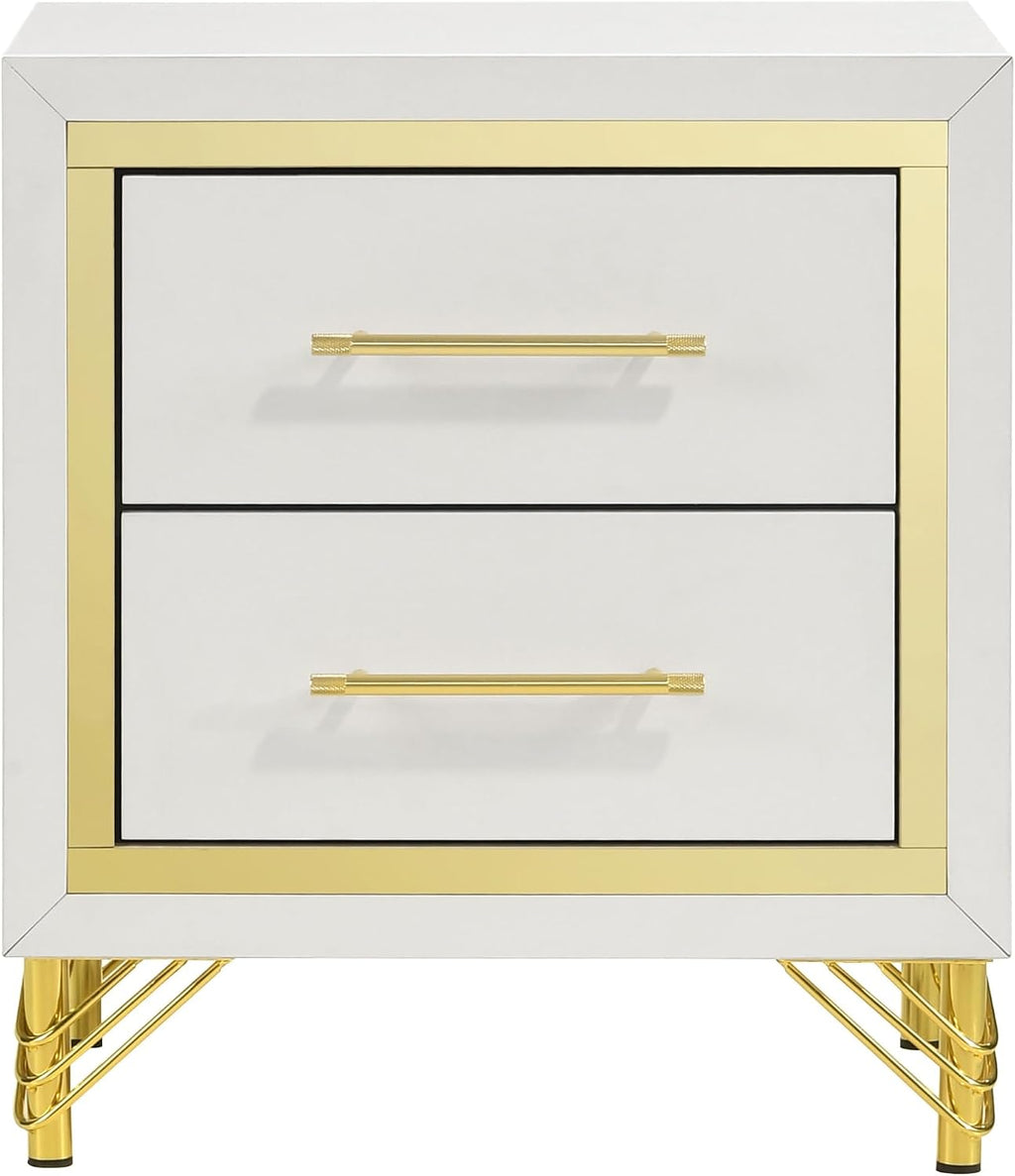 White 2-Drawer Nightstand Bedside Table,for Small Spaces