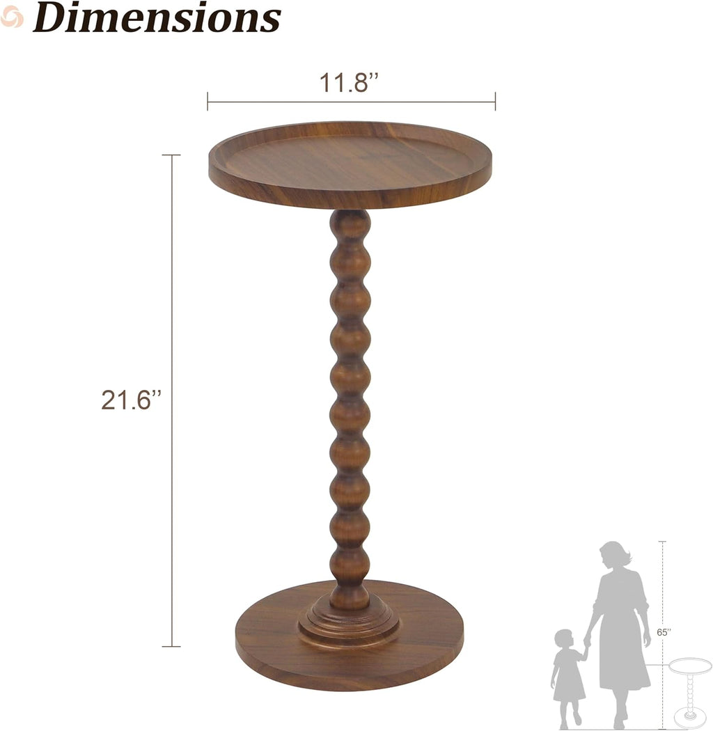 AWASEN Small Side Table, Round Drink Table for Small Spaces, Round Accent End Table Living Room, Nightstand for Bedroom, Corners, Office, Walnut Brown