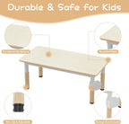 Kids Table and Chair Set - Height Adjustable Toddler Table and Chair Set with 6 Seats Non-Slip Legs,Children Multi-Activity Table for Ages 2-8 Graffiti Desktop,Family Learning Daily Use