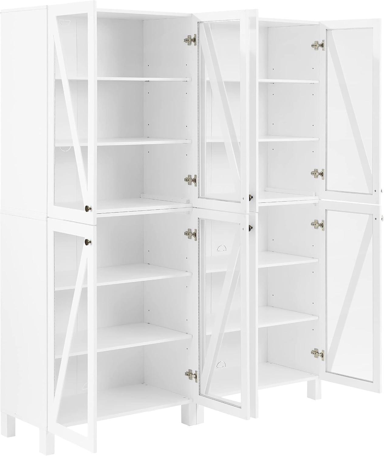 Crosley Furniture Cassai 2-Piece Pantry Storage Cabinet Set with Shelves, Kitchen, Dining, or Laundry Room, White