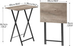 HOOBRO Folding TV Tray Tables, Set of 4 TV Trays with Storage Rack, Industrial Side Table for Eating at Couch, Foldable Snack Table for Small Space, Easy Assembly, Greige and Black BG50BZ01