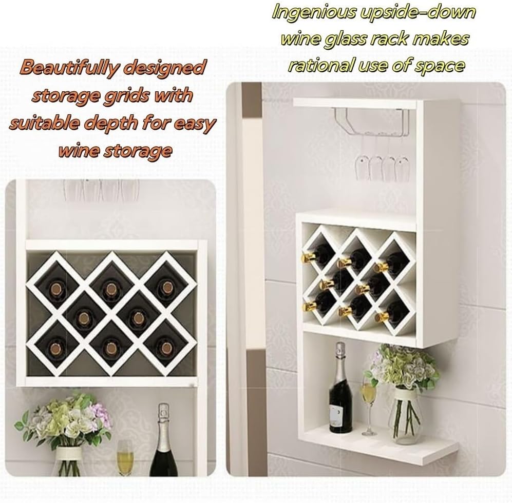 Modern Multifunctional Wine Rack, Practical Multi-Layer Wall Wine Rack, Bar Wall Decor, Suitable for Bar, Restaurant, Living Room(White)
