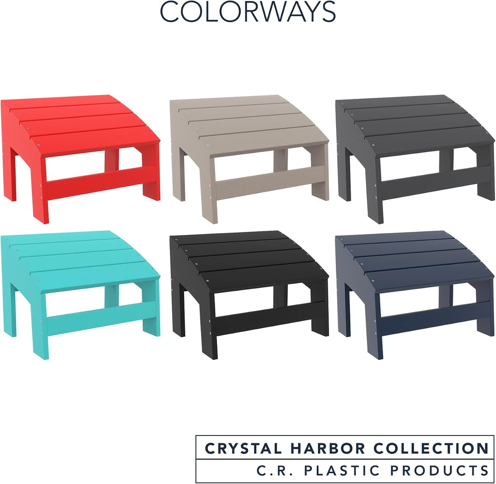 Crystal Harbor Outdoor Footstool, Navy – Recycled HDPE All-Weather Ottoman for Adirondack Chairs
