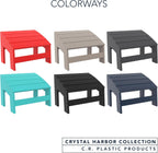 Crystal Harbor Outdoor Footstool, Navy – Recycled HDPE All-Weather Ottoman for Adirondack Chairs