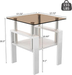 Set of 2 Glass End Table, 2-Layer Glass Living Room Table, Modern Tea Table Side Tables for Home Office Furniture