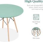 Best Choice Products 5-Piece Dining Set, Compact Mid-Century Modern Table & Chair Set for Home, Apartment w/ 4 Chairs, Plastic Seats, Wooden Legs, Metal Frame - Light Green/Oak