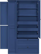 71" Tall Kitchen Pantry Storage Cabinet with 3 Pull Out Trays & 2 Large Drawers, Farmhouse Storage Cabinet Cupboard with 6 Doors and Side Cabinets, Pantry Cabinet for Kitchen, Dining Room, Blue