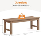 Outdoor Bench, 2-Person Patio Backless Bench Holds up to 800lbs, Weatherproof Garden Bench that Never Rot and Fade, Suit for Backyard, Porch, Patio, Deck and Entryway (Teak)