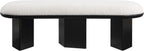 Meridian Furniture 22005Cream Wilshire Collection Art Deco Bench with Luxurious Cream Boucle Fabric and Rich Solid Wood with Black Finish, 57.5" W x 20" D x 18" H, Cream
