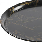 Metal Side Table, Modern Round Side End Table Metal Pedestal Side Table Coffee Table, Corner Accent Table Fluted Circle Decorative Drink Martini Table for Living Room (Black Marble)