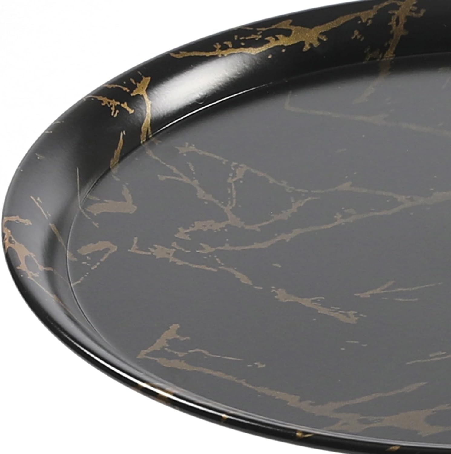 Metal Side Table, Modern Round Side End Table Metal Pedestal Side Table Coffee Table, Corner Accent Table Fluted Circle Decorative Drink Martini Table for Living Room (Black Marble)