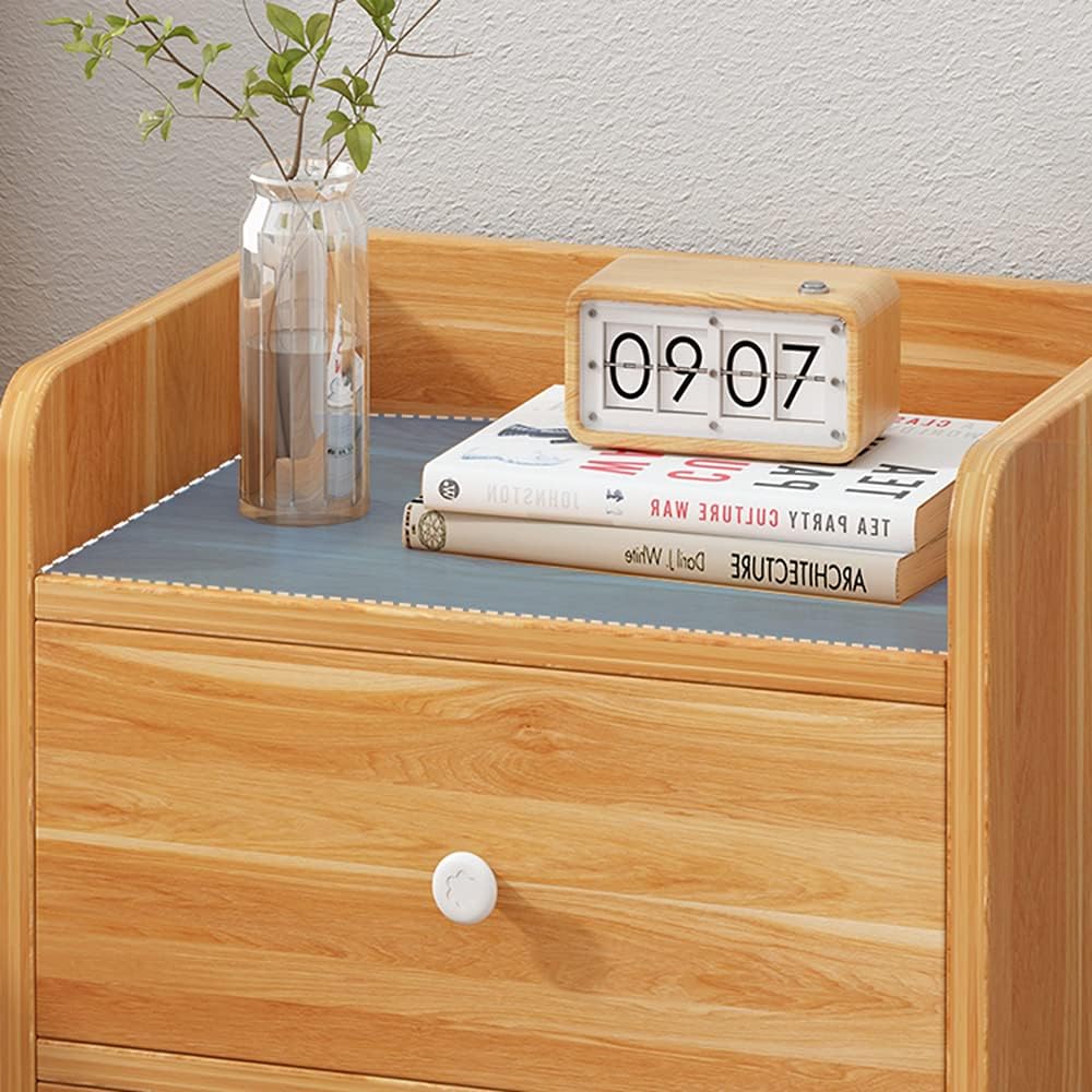 Bedside Table, Bedside Table Household Storage Cabinet 2 Drawers Guardrail Design Solid Wood e Small Telephone Station for Bedroom, Living Room 33x26x40cm(Color:White) (Wood Color)