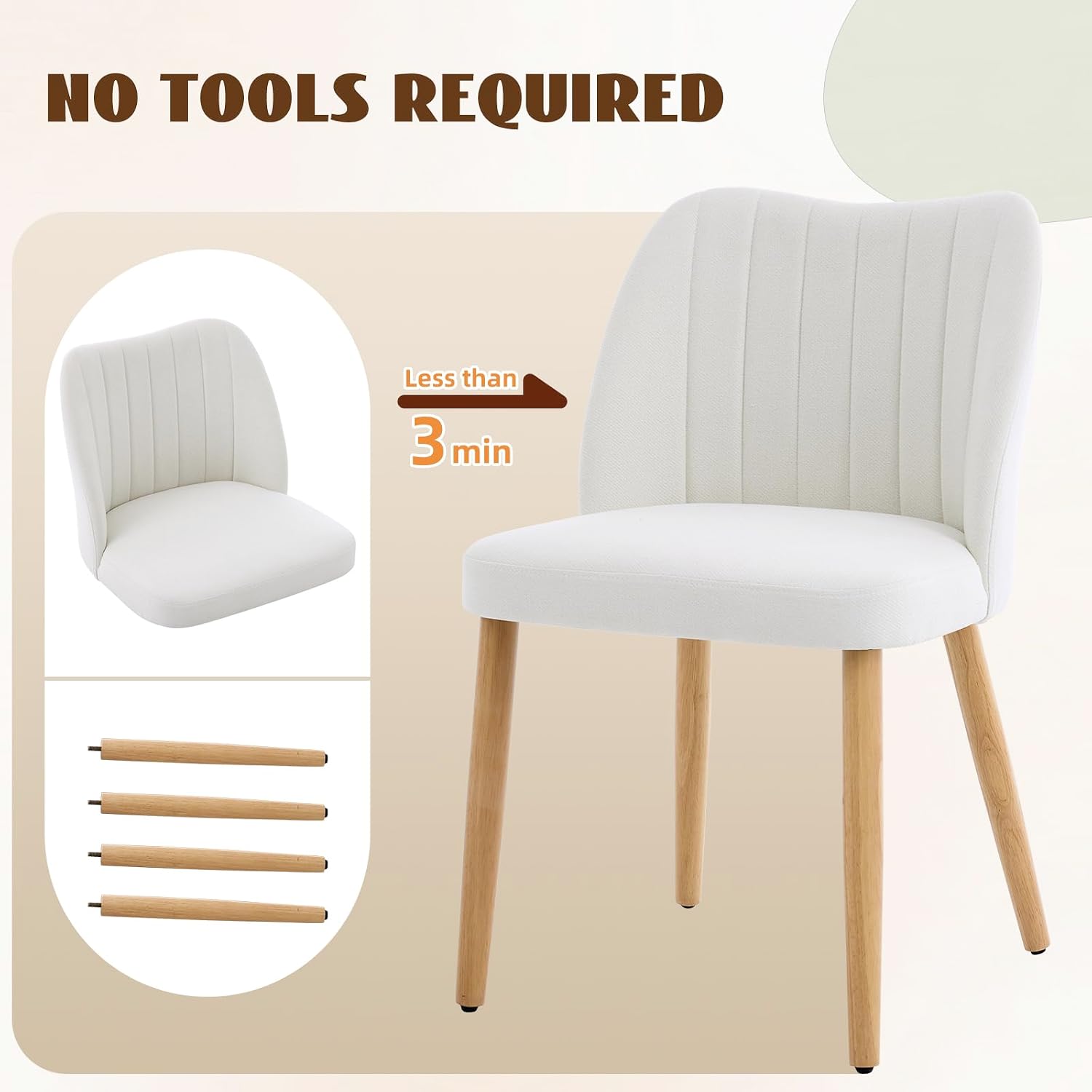 GarveeHome Dining Chairs Set of 4 with Cozy Backrest/Wooden Legs | Dining Chairs Set of 4 with Cozy Backrest/ Wooden Legs No tools Needed