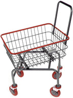 Rolling Laundry Cart with Wheels, Metal Wire Basket, Heavy Duty Utility Cart (RED)