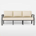 ALAULM Aluminum 3-Seat Patio Furniture Set, Metal Outdoor Furniture Sectional Sofas w/5.1" Cushions for Patio, Backyard, Poolside-Sand