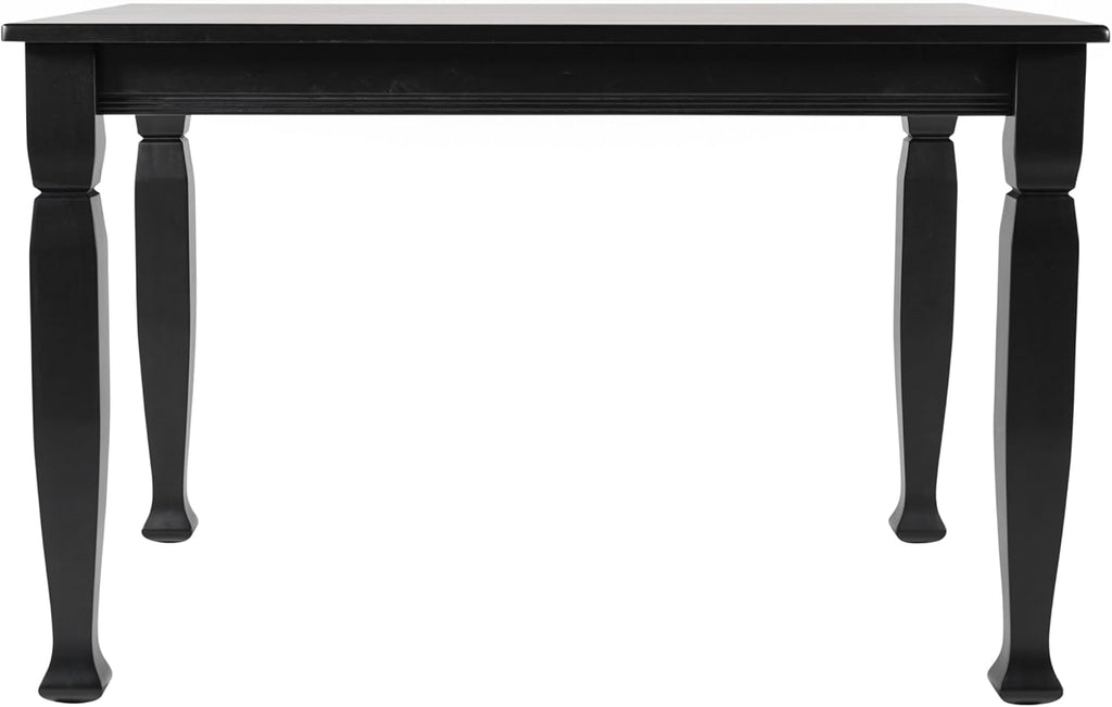 EMMA + OLIVER Milford 47" Solid Wood Dining Table, 3 Inch Offset Paneled Apron, 3" Turned Decorative Legs, Water Resistant Finish, Seating for 4, Black Matte