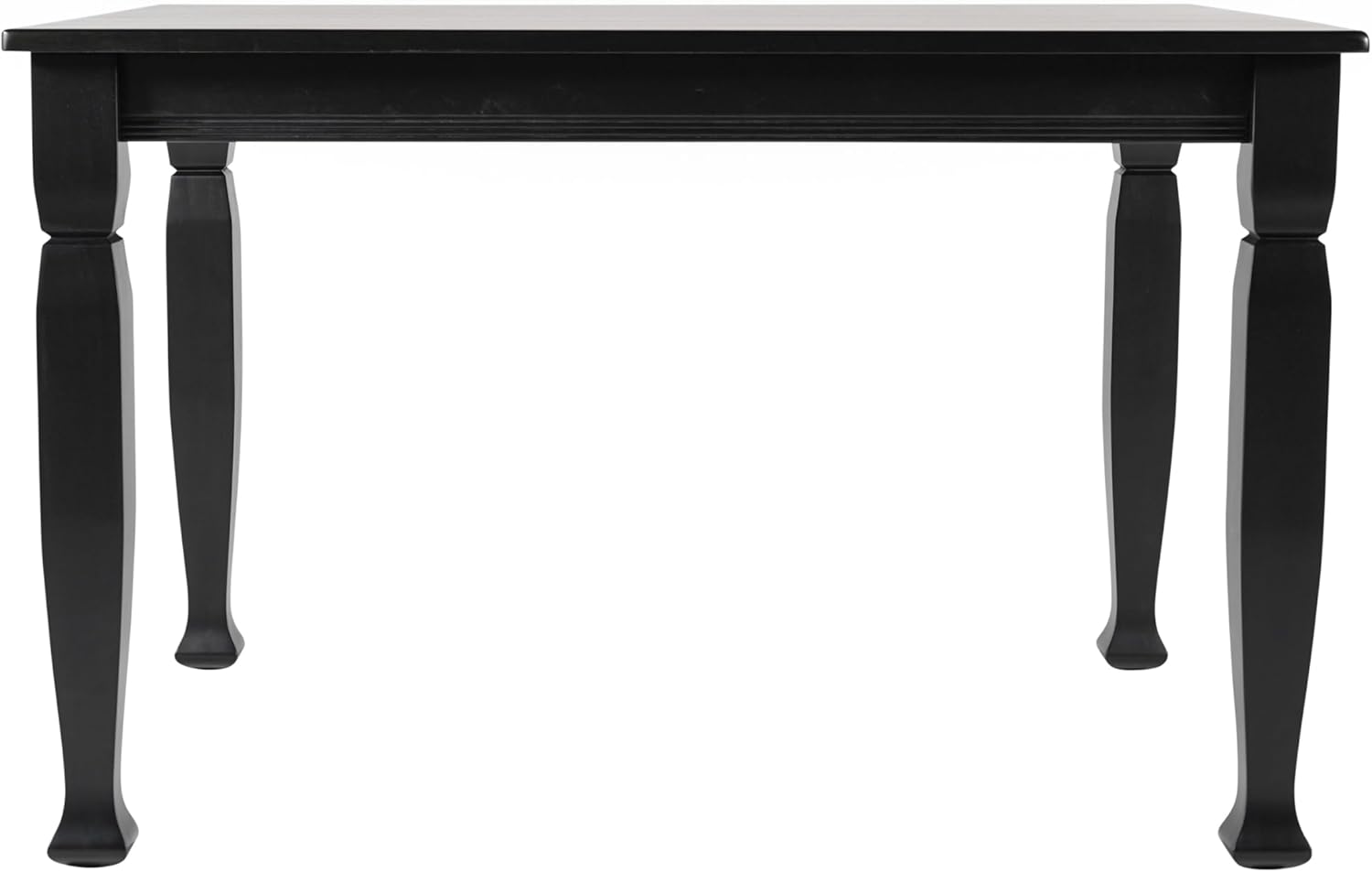 EMMA + OLIVER Milford 47" Solid Wood Dining Table, 3 Inch Offset Paneled Apron, 3" Turned Decorative Legs, Water Resistant Finish, Seating for 4, Black Matte