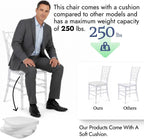FOHFurniture Set of 3 Clear Acrylic Chiavari Chairs with Cushions, Fully Assembled Transparent Crystal Dining Chair, Accent Event Ghost Chairs for Wedding Event Reception (Clear(Grid))