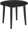 ROME + OAK Hinged Drop Leaf Dining Table, 22-36 Inch Round Tabletop with Sturdy Base, Black - Modern Solid Wooden Furniture Piece for Home
