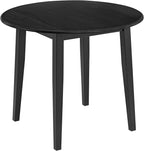 ROME + OAK Hinged Drop Leaf Dining Table, 22-36 Inch Round Tabletop with Sturdy Base, Black - Modern Solid Wooden Furniture Piece for Home