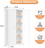 Zevemomo 71'' Tall Metal Pantry Cabinet with 2 Doors, Freestanding Kitchen Storage Cabinet with 4 Adjustable Shelves, Steel Cupboard for Kitchen, Pantry, Dining Room, Living Room, Bathroom, White
