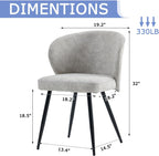 Dining Chairs Set of 2, Mid Century Modern Kitchen Chairs with Leather Cushion & Metal Legs, Upholstered Dining Room Chair with Curved Backrest for Home Kitchen, Grey