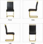 Set of 2 Modern Dining Chairs - Black PU Faux Leather Upholstered Armless Side Chairs with Cushioned Seat & Sturdy Metal Legs for Dining Room & Kitchen