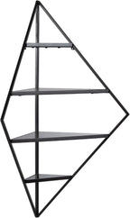 Kate and Laurel Melora Modern Glam Corner Shelf; 24 x 17 x 38; Black; Contemporary Floating Corner Shelving with Four Shelves for Living Room Decor and Storage