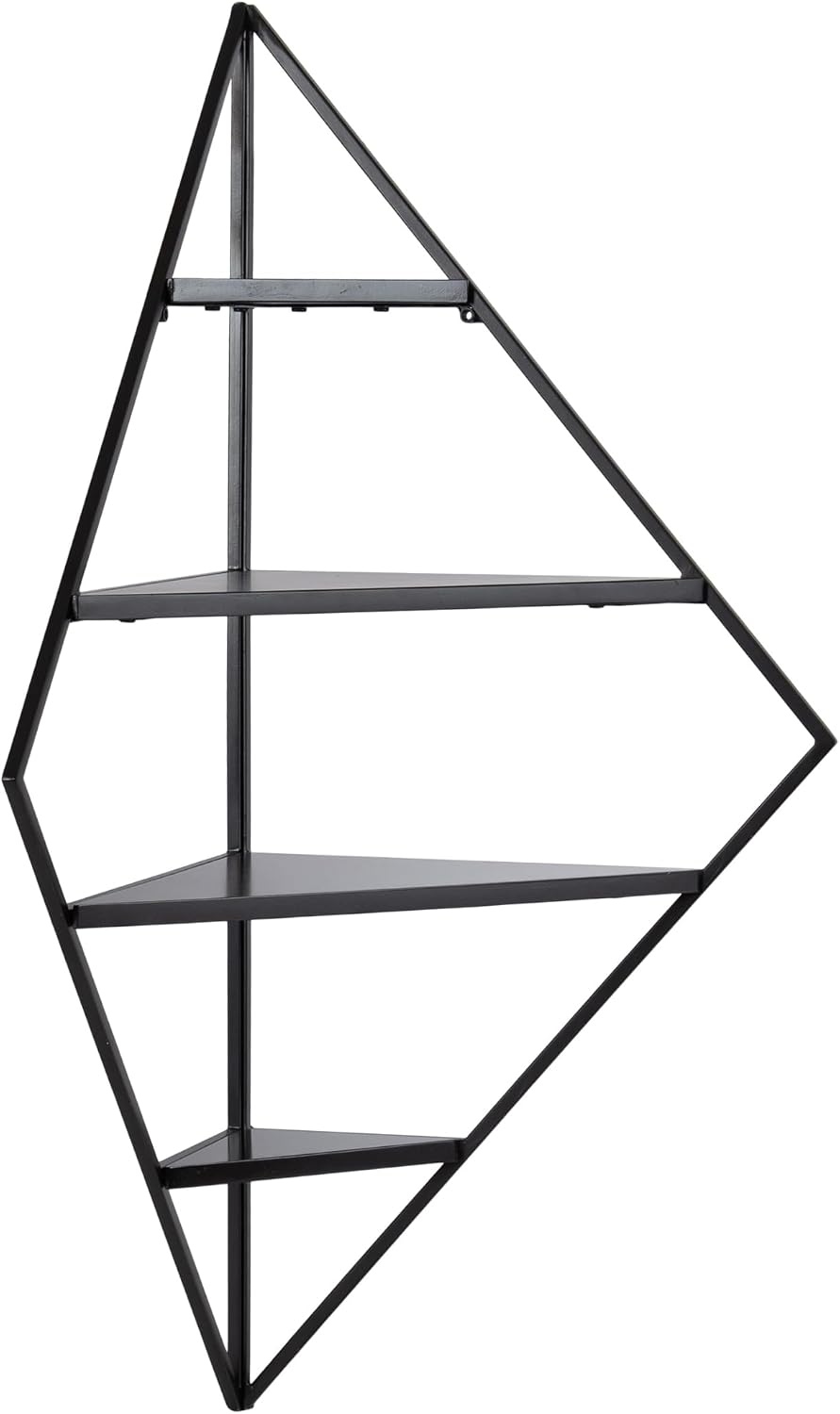 Kate and Laurel Melora Modern Glam Corner Shelf; 24 x 17 x 38; Black; Contemporary Floating Corner Shelving with Four Shelves for Living Room Decor and Storage